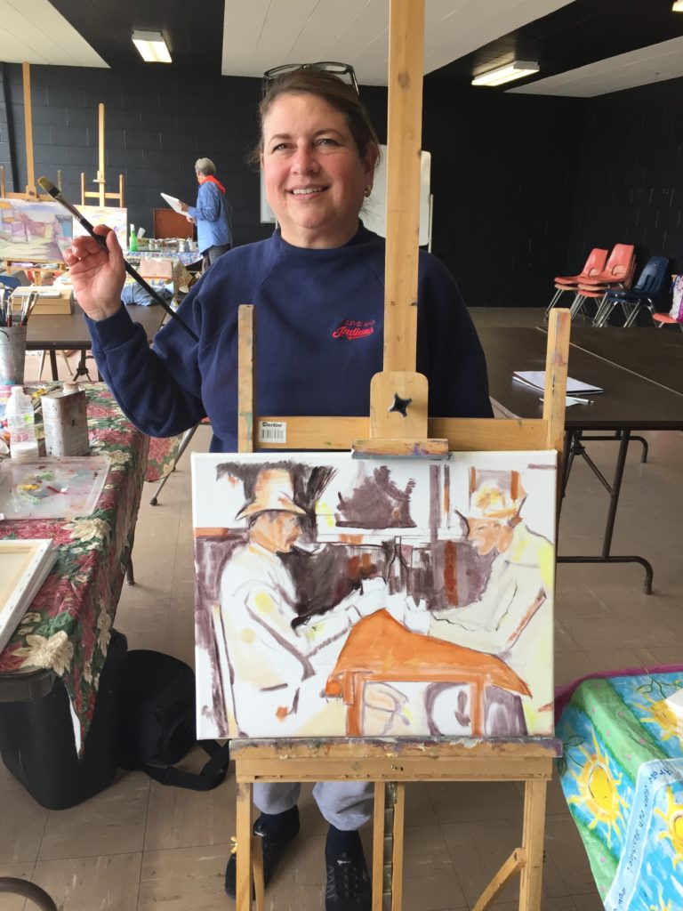 student painting