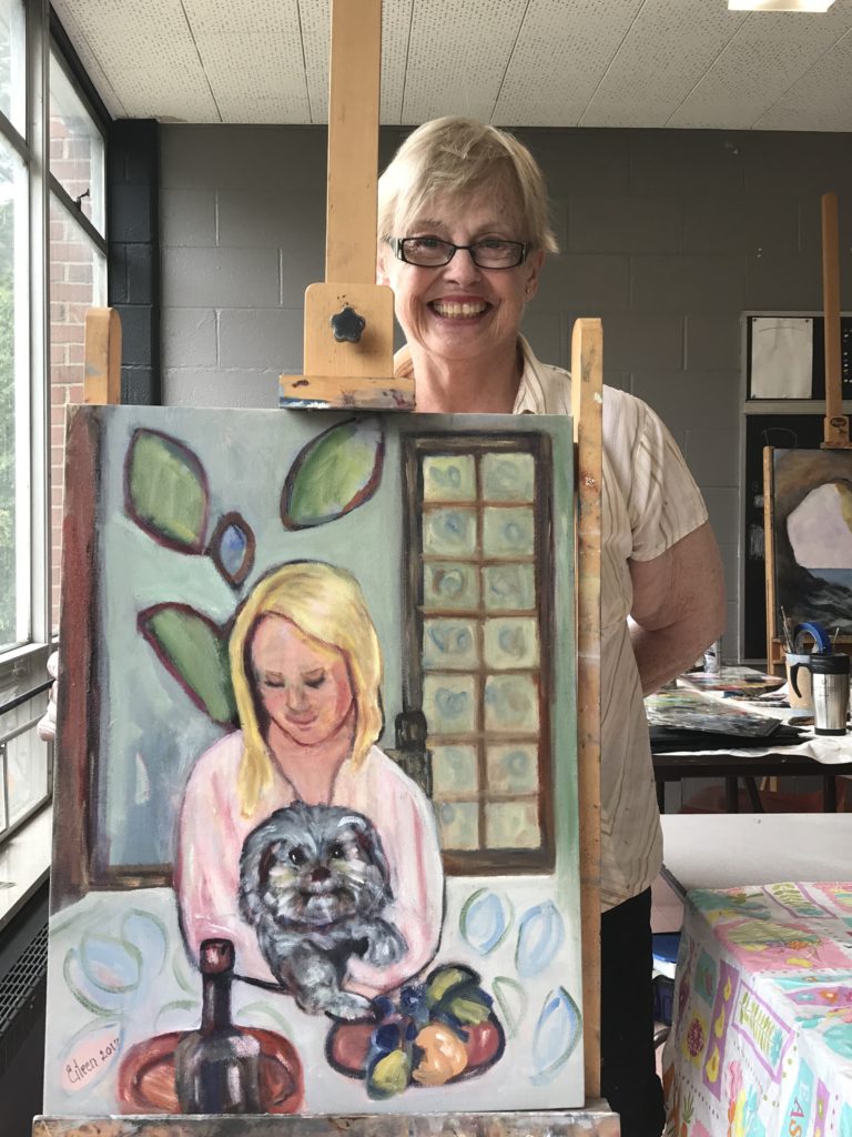 student painting